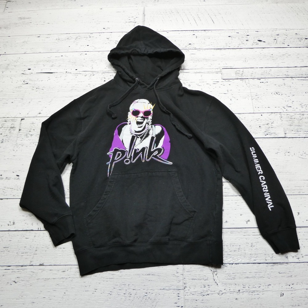 Pink Hoodie Women Size M Summer Carnival 2023 Tour Black Graphic Pullover